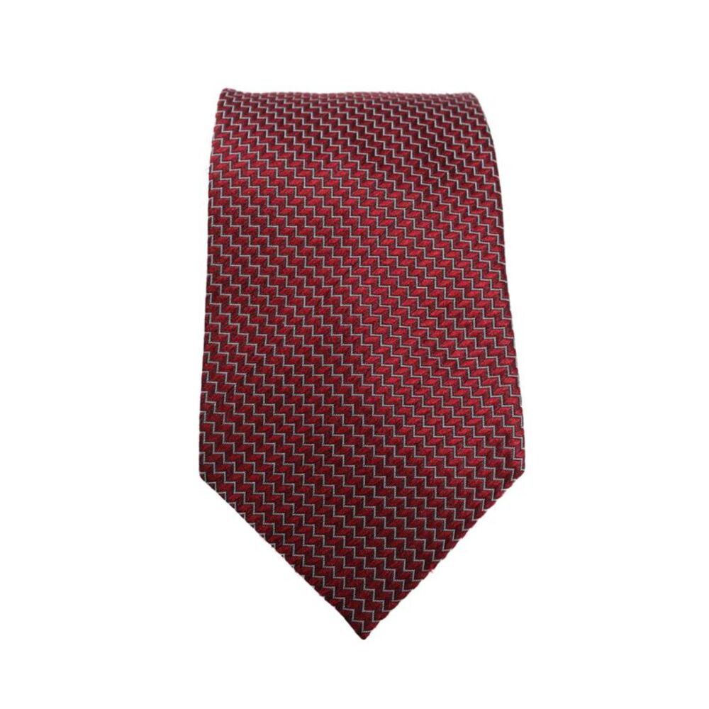Armani Collezioni Mens Silk Geometric Print Wide Necktie Red